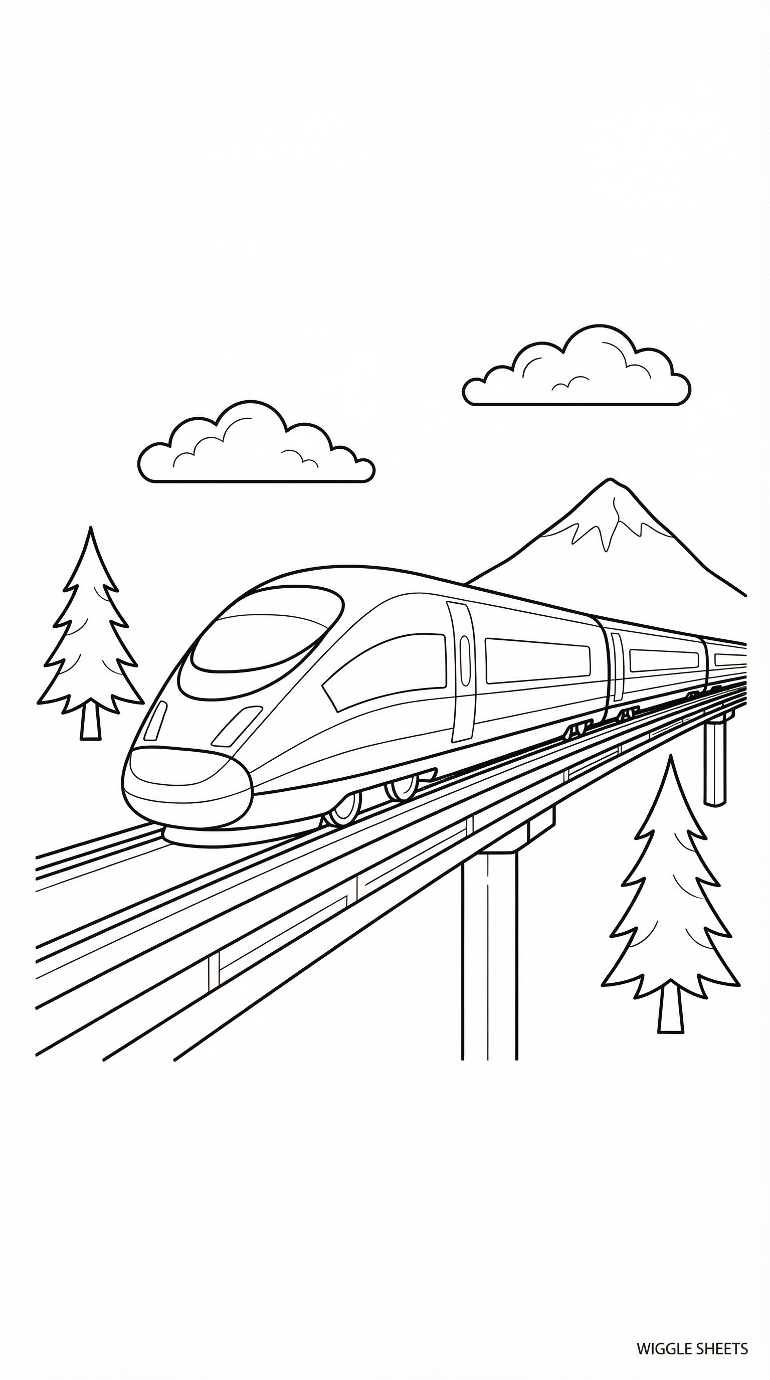 Modern Bullet Train Coloring Page